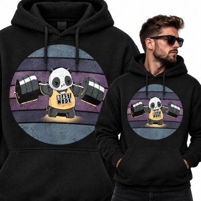 BLUZA Z KAPTUREM NA SIŁOWNIĘ PANDASQUATTING